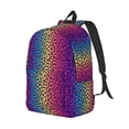 thumbnail image 2 of Daiia Leopard Neon Rainbow Gradient Vintage Canvas Backpack for Men and Women ,Hiking Backpack,Travel Laptop Bag for School,Large Capacity Backpack, 2 of 8