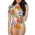 thumbnail image 2 of Goofa Balls Printed Women Rash Guard Short Sleeve,Tummy control Swimsuit Surfing Swimsuit Bathing Suit One Piece Swimsuit UPF 50-XX-Large, 2 of 9