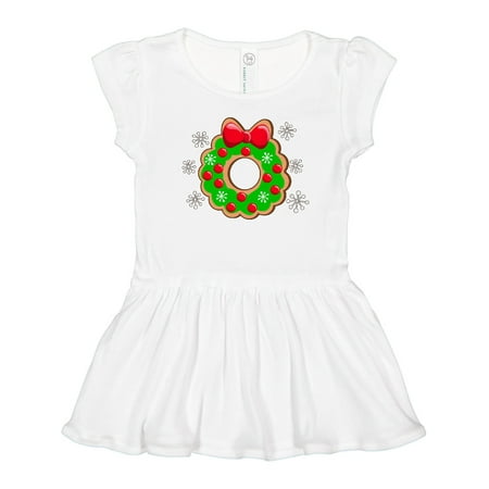 

Inktastic Christmas Wreath Cookie with Snowflakes Gift Toddler Girl Dress