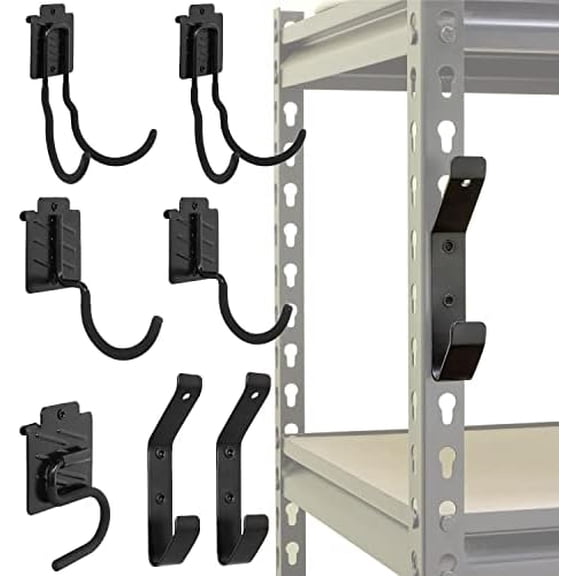 Boltless Shelving Hook Organizer Kit,7 Pcs Adjustable Storage Hanging Accessories for 1.5 inch Keyhole Rack,Garage Heavy Duty Tool Storage System