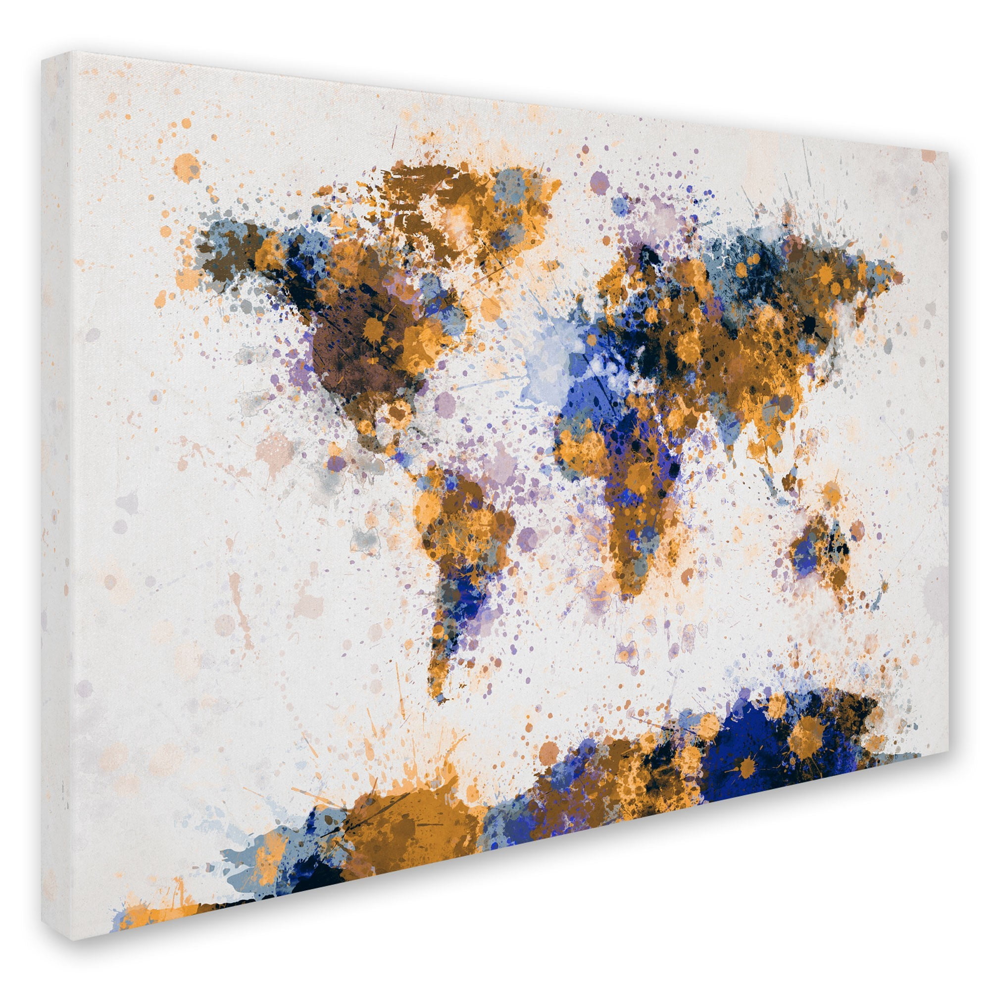 Trademark Art 'Paint Splashes World Map 2' Canvas Art by Michael Tompsett