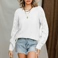thumbnail image 6 of Annhoo Crochet Sweaters for Women Casual Long Sleeve Crewneck Knitwear Fall Fashion Cutout Pullover Tops, 6 of 7
