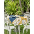 thumbnail image 4 of Outdoor Tablecloth with Umbrella Hole Zipper Monstera Foliage Round Tablecloth 54" Waterproof Outside Table Cloth Retro Rustic Botanical Summer Yellow Patio Table Cover Tablecloths for Picnic Party, 4 of 8