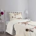 thumbnail image 3 of Ambesonne Tree Quilted Bedspread Set 2 Pcs, Oriental Illustration, Twin Size, Pale Caramel Ruby, 3 of 5