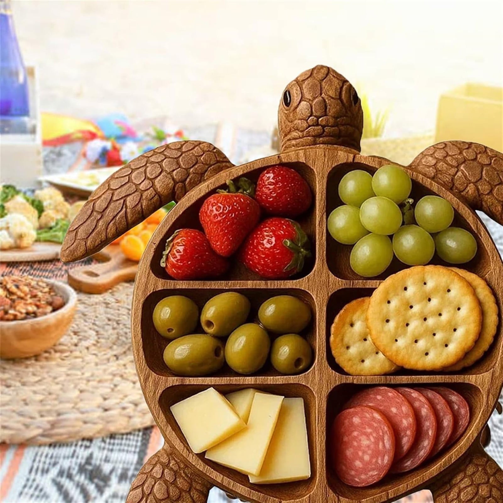 Turtle Charcuterie Platter,Ocean Themed Cheese Bread Board, Novelty Unique Serving Tray Board for Cheese Meats Fruit, Unique Gift for Seafood Lovers