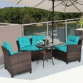 thumbnail image 4 of Patiojoy 4PCS Outdoor Patio Conversation Set Wicker Rattan Sectional Sofa W/Turquoise Cushions, 4 of 8