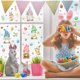 thumbnail image 5 of Style C Feliz Pascua ventana se aferra Gnomo conejito huevos etiqueta de la pared vidrio calcomanías estáticas, 5 of 5