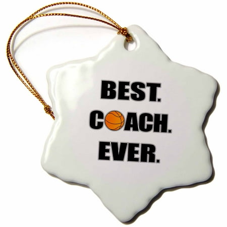 3dRose Basketball Best Coach Ever - Snowflake Ornament, (What's The Best Indoor Basketball)