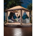 thumbnail image 5 of 13x13 Ft Pop Up Gazebo Hexagonal Outdoor Canopy Tent with Mosquito Netting Dual Vent Roof Awning Waterproof, UV Resistant Height Adjustable for Backyard, Patio, Deck, Lawn Parties -Khaki, 5 of 7