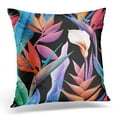 thumbnail image 1 of BOSDECO Colorful Floral Tropical Flower Plant Pattern Hawaiian Californian Florida Summer Style Green Leaves Pillowcase Pillow Cover Cushion Case 16x16 inch, 1 of 1
