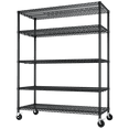 thumbnail image 2 of Ktaxon 5 Tier Wire Shelving with Wheels, 55"W x 23.6"D x 75.6"H Multifunctional Storage Rack Metal Garage Shelves Organizer, Capacity for 3200lbs, Black, 2 of 12