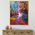 thumbnail image 2 of Designart 'Red Autumn Landscape With Little Road' Traditional Framed Canvas Wall Art Print, 2 of 5
