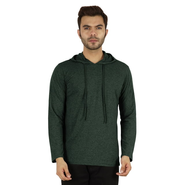 Inkmeso Solid Winter Hooded Sweatshirt For Mens Long Sleeve Drawstring Pullover Hoodie