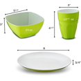 thumbnail image 2 of PLASTI HOME Reusable Plastic Dinnerware Set (12pcs) 鈥?Ideal For Kids. Fancy Hard Plastic Plates, Bows & Cups In Green Colors 鈥?Microwaveable & Dishwas, 2 of 2