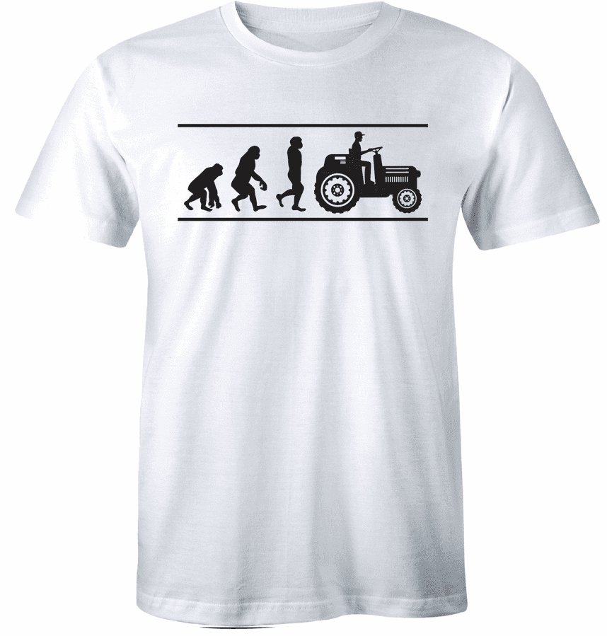 Human Evolution Tractor T-shirt Funny Farmer Farm Truck Trucker Tees -  
