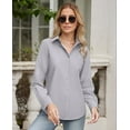 thumbnail image 6 of Siliteelon Button Down Shirts for Women Long Sleeve Shirts Wrinkle Free Formal Work Office Blouses Tops Dress Shirts Regular Fit Light gray, 6 of 7