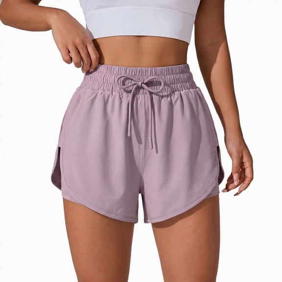 KPOPLK Women's 2 in 1 Butterfly Running Shorts High-Split Athletic Short High Waisted 3" Liner Workout Gym Short with Pockets Size XXXL,Purple