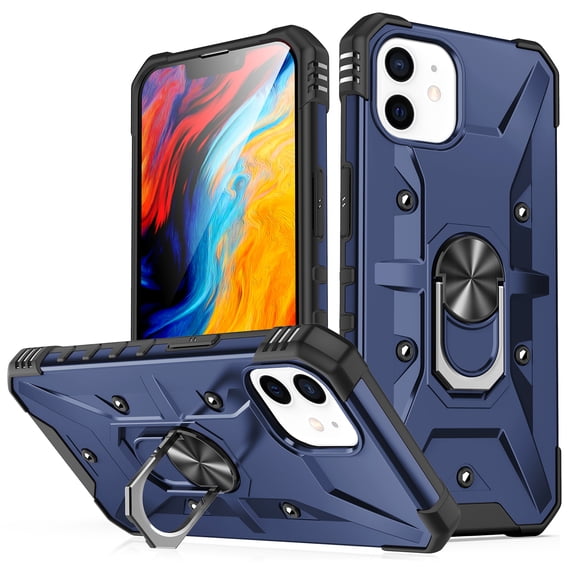 for iPhone 11 Case with Invisible Ring Stand, Military Grade Drop Protection Case Support Car Mount Holder, Heavy Duty Shockproof Phone Cover for iPhone 11, Deep Blue