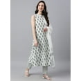 thumbnail image 5 of Janasya Indian Women's White Cotton Floral Print Kurta with Pant and Dupatta, 5 of 11