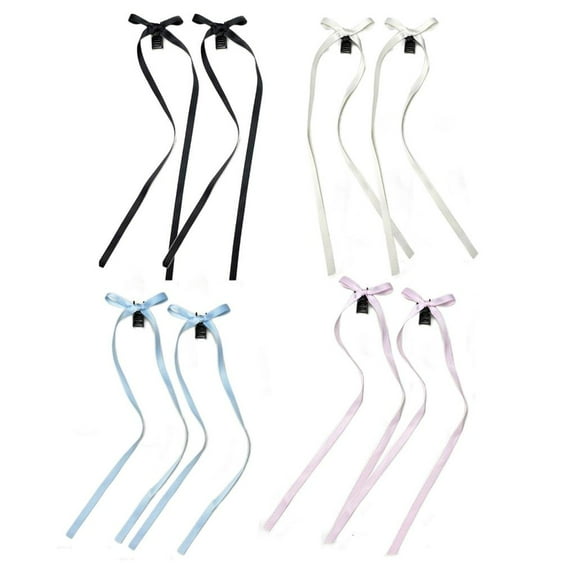 lanema Bowknot Hairslide Barrettes Small Bow Hair Claw Long Silk Ribbon Hairs Clip Stylish Headwear Women Jewelry Decoration