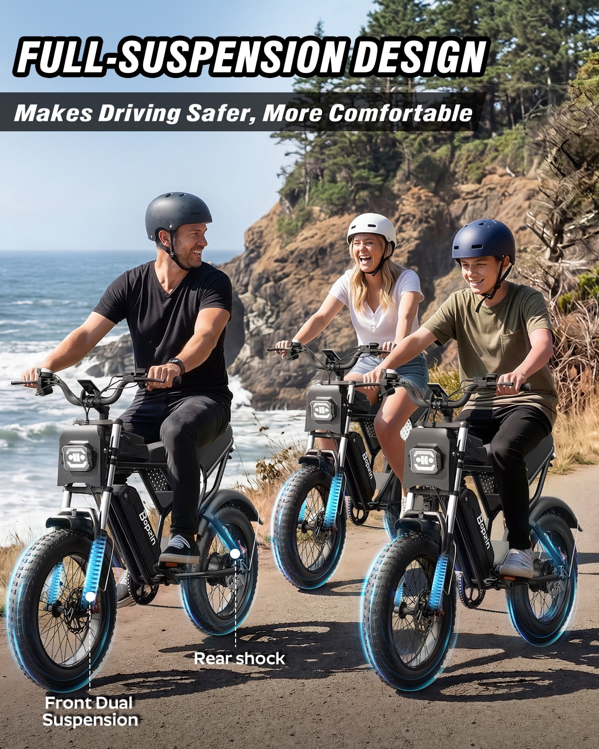 Bopzin 1500W Electric Bike for Adults, with 48V 20AH Removable Battery, 20" Fat Tire Off-Road Mountain Bike, UL2849