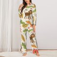 thumbnail image 6 of Rateoe Monkeys in the Jungle Pattern Womens Pajamas Set Long Sleeve Sleepwear Button Down Nightwear Soft Cotton Pj Lounge Sets, 6 of 9
