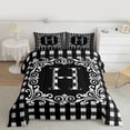 thumbnail image 2 of Feelyou Initial H Letter Queen Comforter Set, Hippie Tribal Mandala Bedding Sets, Simple Fashion Checkered Reversible Bedding Comforter Set, Ultra Soft Bedroom Decor, 3pcs, 2 of 8