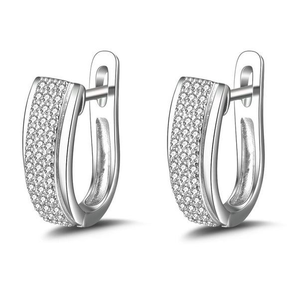 18k White Gold Plated Crystal Huggie Earrings