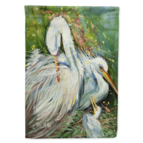 Carolines Treasures JMK1139GF White Egret in the Rain Flag Garden Size  Small multicolor