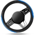 thumbnail image 2 of Car Steering Wheel Cover - Microfiber Leather Steering Wheel Wrap Sports 14.5-15 Inch Steering Wheel Cover Non-Slip for Men Women Blue Color, 2 of 16
