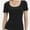 Black, variant on Women's Summer Scoop Neck Short Sleeve T-Shirts Ribbed Knit Slim Fitted Casual Basic Top