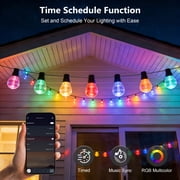 150FT RGB Outdoor String Lights, +IC Outside Light Dimmable Shatterproof LED Bulbs, IP67 Waterproof Chasing Effect Lighting DreamColor Patio Strip Lights for Backyard, Balcony, Outdoor Living