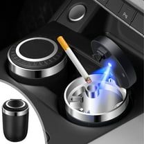 CxhicLuv Car Ashtray, Auto Ash Holder, 3.9×2.7 Inch LED Light Detachable Stainless Steel, Smoking Accessories, Odor Containment & Easy Cleaning for Car Owners, Smokers, Office Users