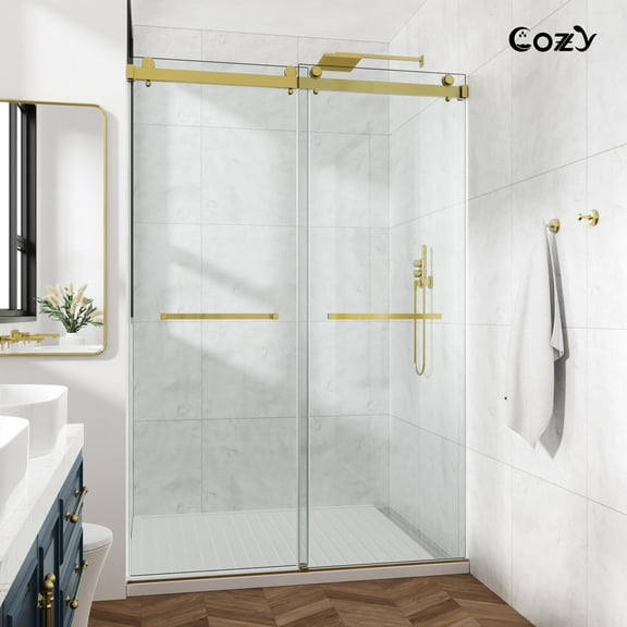 Cozy 48"x 76" Frameless Double Slide Shower Door 3/8" Tempered Glass