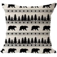thumbnail image 1 of Housse de Coussin Carrée en Coton Lin BOHO Bohème avec Ours et Pin de Forêt 18"x 18 Pouces, 1 of 2
