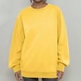 thumbnail image 3 of Dwellite Oversized Sweatshirts for Women Crewneck Hoodies Cotton Long Sleeve Tops Solid Color Pullover Sweat Shirts Yellow L, 3 of 6