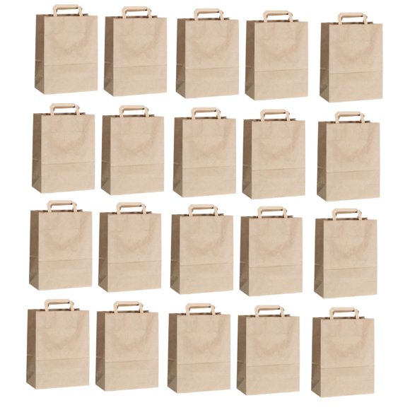 50 bolsas de papel marrón resistentes, bolsas de compra Kraft para fiestas navideñas y cumpleaños. 33x26x12cm