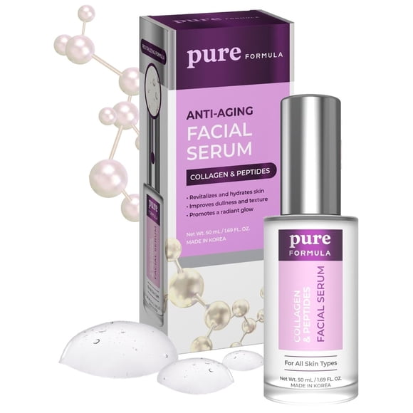 Suero facial de colágeno y péptidos de fórmula pura - Reduce las arrugas y las líneas finas Suero facial hidratante reafirmante y lifting para la piel - Cuidado de la piel coreano sin crueldad para to