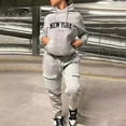 thumbnail image 2 of YUHAOTIN Outfits Women Set Fall Women's Letter Print Fashion Casual Sweatshirt Two Piece Sports Suit with Multiple Pockets Velour Tracksuit Womens 2 Piece Outfits Fall, 2 of 5