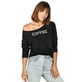 thumbnail image 2 of I Need My Coffee Women's Fashion Slouchy 3/4 Sleeves Raglan Lightweight Sweatshirt Black 2X-Large, 2 of 3