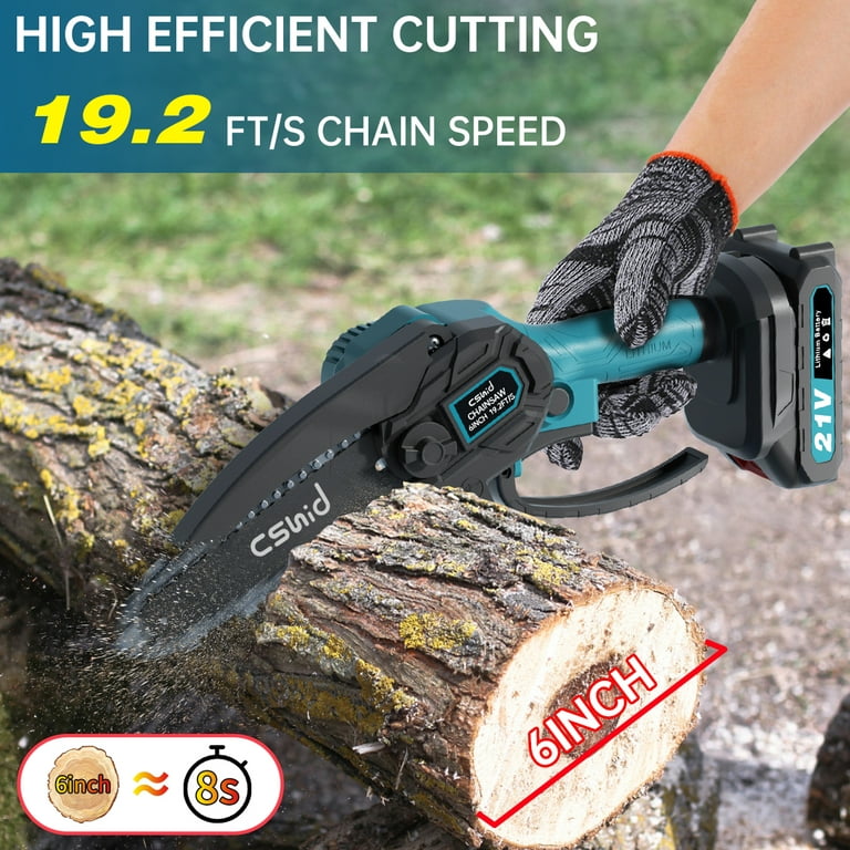 Mini Chainsaw Cordless with 2 Batteries 2 Chains, 2023 Upgrade 6 inch Best Mini Chain Saw Cordless with Security Lock, Handheld Small Chainsaw for