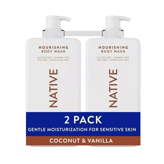 Native Nourishing Body Wash, Coconut & Vanilla, 36 Fluid Ounce (Pack of 2)