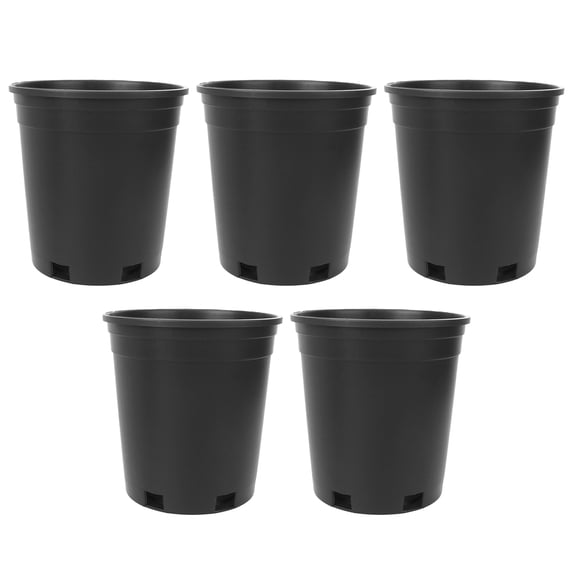 Milisten 5-Pack Black Plastic Flower Pots Large Planting Buckets for Indoor Outdoor Gardening