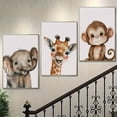 thumbnail image 3 of 3pcs Charming Wildlife Park Friends Canvas Art Set - Wall Prints Including Elephant, Monkey, Giraffe, Suitable for Living Room, Bedroom, Home Office Decoration, Unframe, 3 of 4