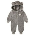 thumbnail image 2 of Toddlers Zip up Romper Fuzzy Sherpa Fleece Onesies Baby Boy Girl Winter Jumpsuit Bear Ears One Piece Outfits (6 Years, Gray), 2 of 7