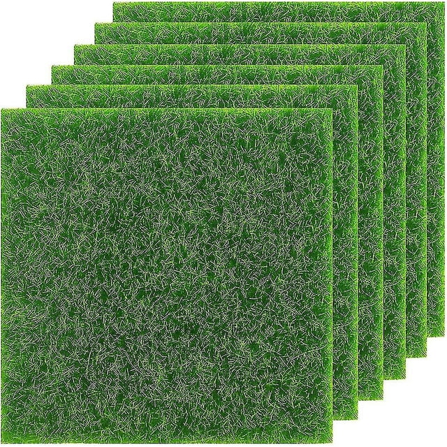 Baldosas de césped artificial, 6 piezas de césped sintético artificial, césped falso realista, para adornos en miniatura, jardín, minicasa, maceta artesanal, 15 x 15 cm (verde)