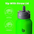 thumbnail image 3 of BOTTLE BOTTLE 40 oz sports water bottle stainless steel insulated water bottle with straw and pills holder lime green, 3 of 7