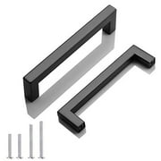 20 Pack Probrico Black Stainless Steel Square Corner Bar Cabinet Door Handles Drawer Pulls Knobs 1/2 in Width Hole Centers 5 inch 128mm