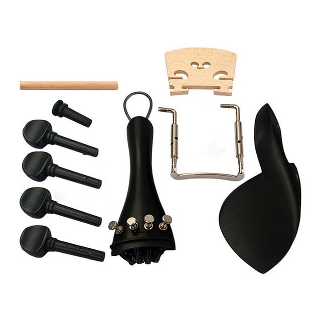 10Pcs Ebony Wood 4/4 Violin Parts Accessories Bridge Chinrest Endpin Tuners Tail Musical Instruments