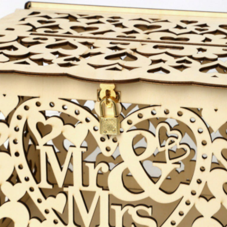 Wedding Card Box With Lock Rustic Wooden Card Holder With Card Holder For  Wedding Reception, Baby Shower Party, Type 2